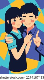 Romantic couples isolated on white background. Love, love story, relationship. Vector design concept for Valentines Day and other users. Hand drawn illustration for 14 February greeting card.