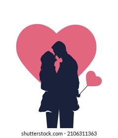 Romantic couples in love. Couples silhouette vector. Valentine stock illustration 