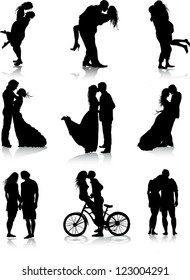 Romantic couples silhouettes