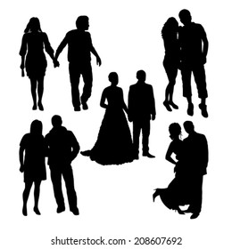 Romantic couples silhouettes