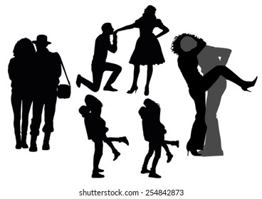 Romantic couples silhouettes