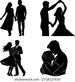 Romantic couples in various dance poses and embraces