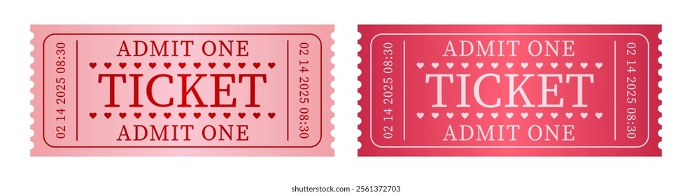 Romantic coupon or ticket love theme set