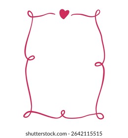 Romantic Curve Frame with Heart isolated on white. Perfect for the design of wedding invitation, card, menu