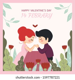 Romantic cute couple illustrations.  love story, relationship. Vector design concept for Valentines Day