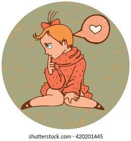 Romantic Cute Girl  in the circle.