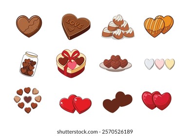 Romantic Cute Heart shaped chocolates vector cartoon illustration for  Valentine's Day