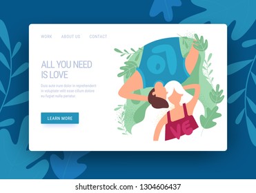 Romantic cute illustration. Love, love story, relationship. Vector design concept for Valentines Day and other users.