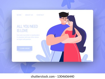 Romantic cute illustration. Love, love story, relationship. Vector design concept for Valentines Day and other users.
