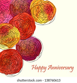 Romantic cute roses floral vintage style vector greeting card design.