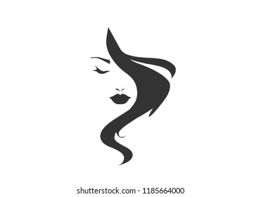 Romantic cute woman face icon
