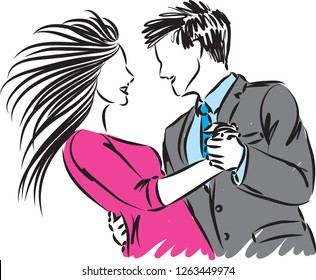 romantic dancers man and woman vector illustration