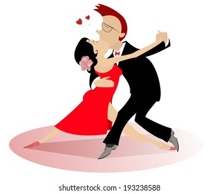 Romantic dancing man and woman