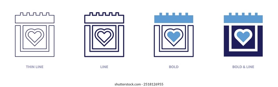 Romantic date icon in 4 different styles. Thin Line, Line, Bold, and Bold Line. Duotone style. Editable stroke.