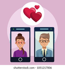 Romantic date on smartphone app