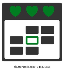 Romantic Date vector icon. Style is bicolor flat symbol, green and gray colors, rounded angles, white background.