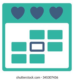 Romantic Date vector icon. Style is bicolor flat symbol, cobalt and cyan colors, rounded angles, white background.