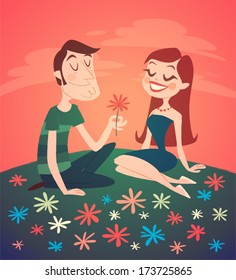 Romantic date. Vector illustration. Valentine's Day Card.