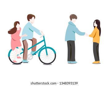 Romantic dating couples and lover vector illustration.