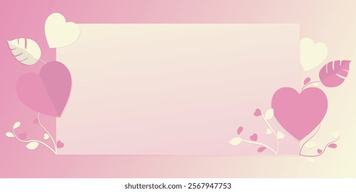 Romantic Valentine’s Day card template with heart motifs and soft pastel colors. Ideal for greeting cards, event invitations, social media posts, and print materials like flyers or posters.