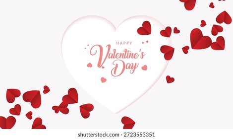 Fondo romántico del corazón del día de San Valentín con los Elementos flotantes del amor y el diseño suave
