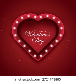 Marco romántico del corazón del día de San Valentín con la tipografía elegante en el fondo rojo, Ilustración vectorial.