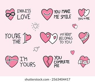 Romantic Valentine’s Day love sticker heart vector illustration, perfect for expressing affection. Ideal for cards, gifts, and digital designs!