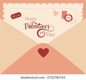 A romantic Valentine’s Day poster featuring an envelope-inspired design with soft pastel colors, heart elements, and elegant typography. Ideal for love letters, greeting cards, holiday promotions, social media posts, and romantic event branding.
