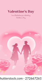 Cartaz romântico do Dia dos Namorados com um casal apaixonado
