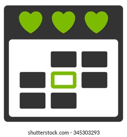 Romantic Day vector icon. Style is bicolor flat symbol, eco green and gray colors, rounded angles, white background.