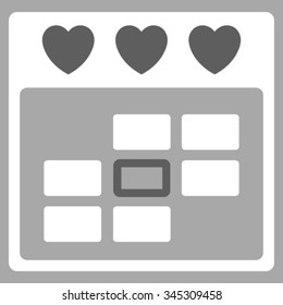 Romantic Day vector icon. Style is bicolor flat symbol, dark gray and white colors, rounded angles, silver background.