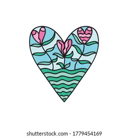 Romantic decorative element heart. Vector illustration