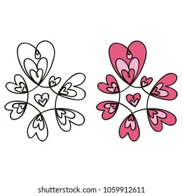 Romantic decorative element of hearts. Vector illustration