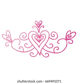 Romantic decorative element with hearts. Vector illustration.