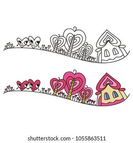 Romantic decorative elements with hearts. Vector illustration