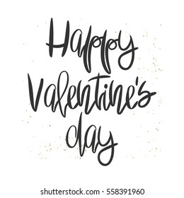 Romantic decorative poster with handdrawn lettering. Modern ink calligraphy. Handwritten black phrase and golden messy texture on white. Trendy vector design for Valentine Day