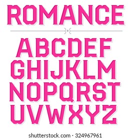 Romantic decorative vector font. 