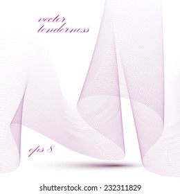 Romantic decorative wavy template, vector background with light silky textile curves, motif 3d abstract chiffon tulle.