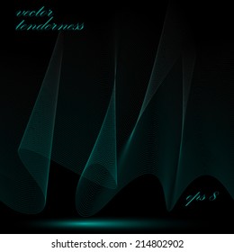 Romántica y delicada dimensión fluyendo líneas de rayas, devoción de fondo abstracto vectorial, diseño web motif oscuro plantilla.