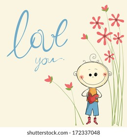 Romantic design with baby boy and flowers.