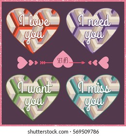 Romantic design element for valentines day. Vector art. Handwritten script sign or slogan with heart - perfect design element for banner, flyer, postcard or poster.