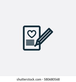 Romantic design elements isolated. Thin line version. Vector illustration. Message icon