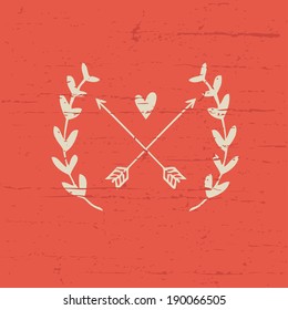 Romantic design elements.Heart with arrows. Vector illustration