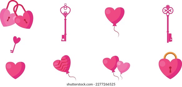 Romantic design featuring hearts, heart locks, and keys. Stunning and timeless look, perfect for Valentine's Day, weddings, or any other occasion celebrating love and commitment.