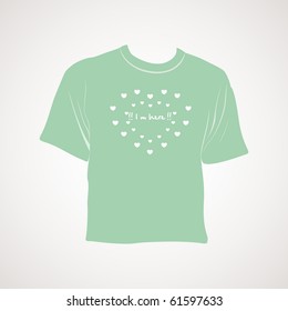 romantic design green tshirt with grey background