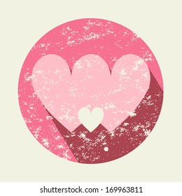 Romantic design, love card, vector, icon, grunge