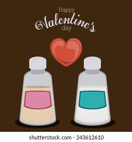 Romantic design over brown background, vector illustration.