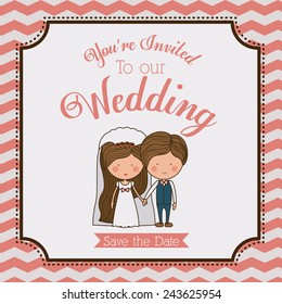 Romantic design over pink background, vector illustration