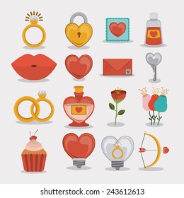 Romantic design over white background, vector illustration.