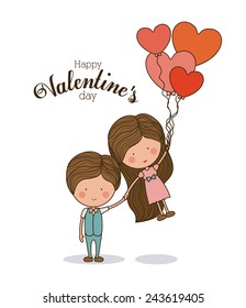 Romantic design over white background, vector illustration